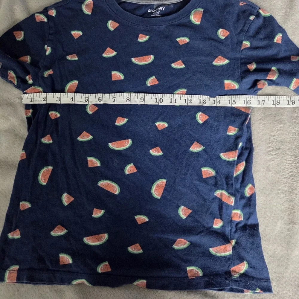 Old Navy Boys Size Large Short Sleeve  Graphic All Over Watermelon Print Blue